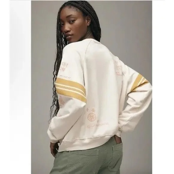 NWT MOTHER The Biggie Concert Raglan Sweatshirt XS xsmall $188 NEW - Picture 2 of 12